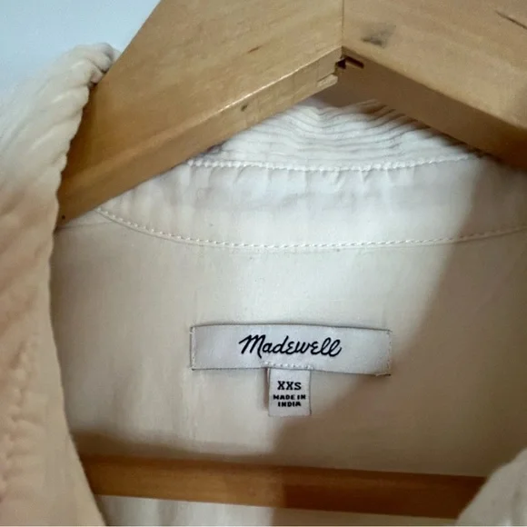 MADEWELL Mini Shirtdress, Corduroy, White/Cream, XXS - Picture 7 of 13